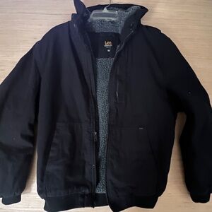 Lee Black Bomber Jacket with Sherpa Lining large